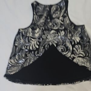 Design Lab Lord & Taylor Black and Silver Tank Top